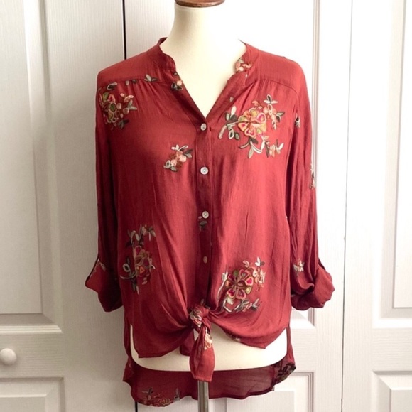 Anthropologie Fig & Flower embroidered button front blouse Size 3X - Picture 5 of 8